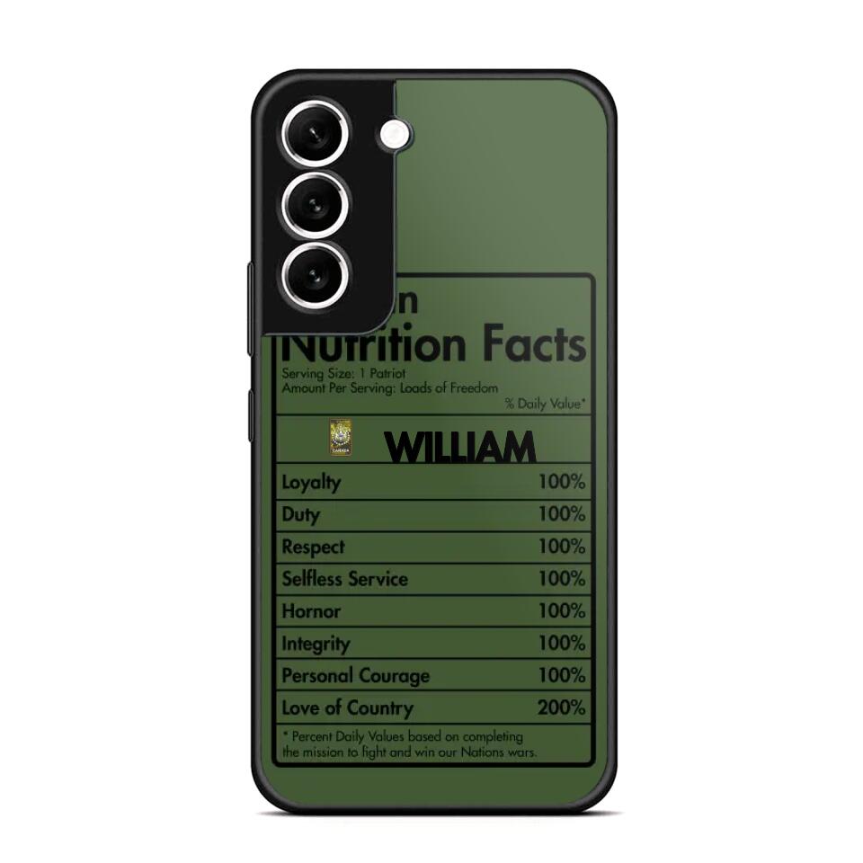 Personalized Canadian Veteran Nutrition Facts Phonecase 3D Printed QTDT1210