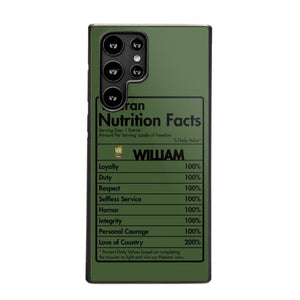 Personalized Canadian Veteran Nutrition Facts Phonecase 3D Printed QTDT1210