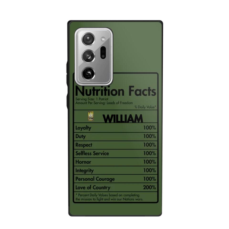 Personalized Canadian Veteran Nutrition Facts Phonecase 3D Printed QTDT1210