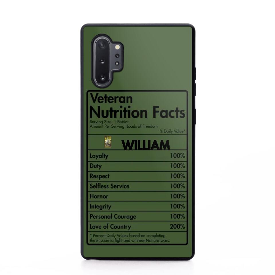 Personalized Canadian Veteran Nutrition Facts Phonecase 3D Printed QTDT1210