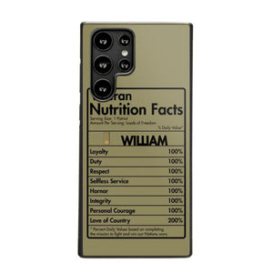 Personalized Italian Veteran Nutrition Facts Phonecase 3D Printed QTDT1210