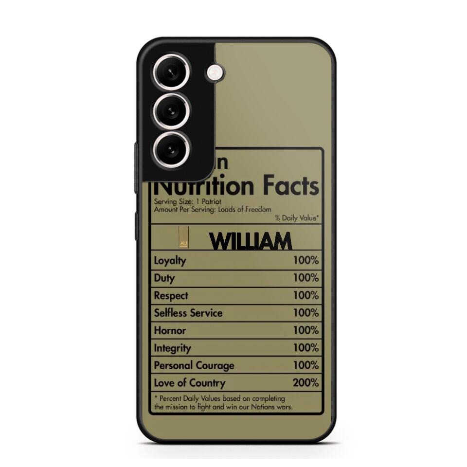 Personalized Italian Veteran Nutrition Facts Phonecase 3D Printed QTDT1210