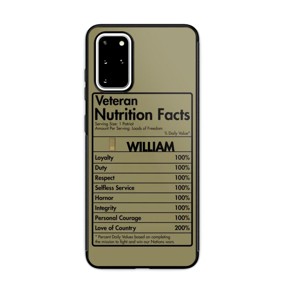 Personalized Italian Veteran Nutrition Facts Phonecase 3D Printed QTDT1210