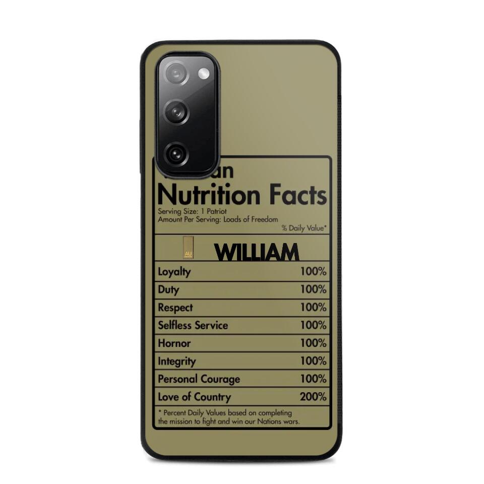 Personalized Italian Veteran Nutrition Facts Phonecase 3D Printed QTDT1210