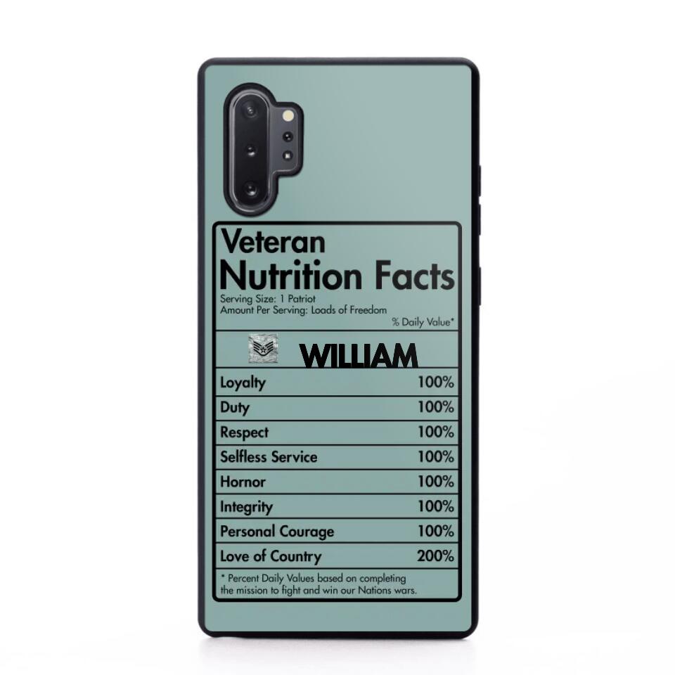 Personalized US Veteran Nutrition Facts Phonecase 3D Printed QTDT1210