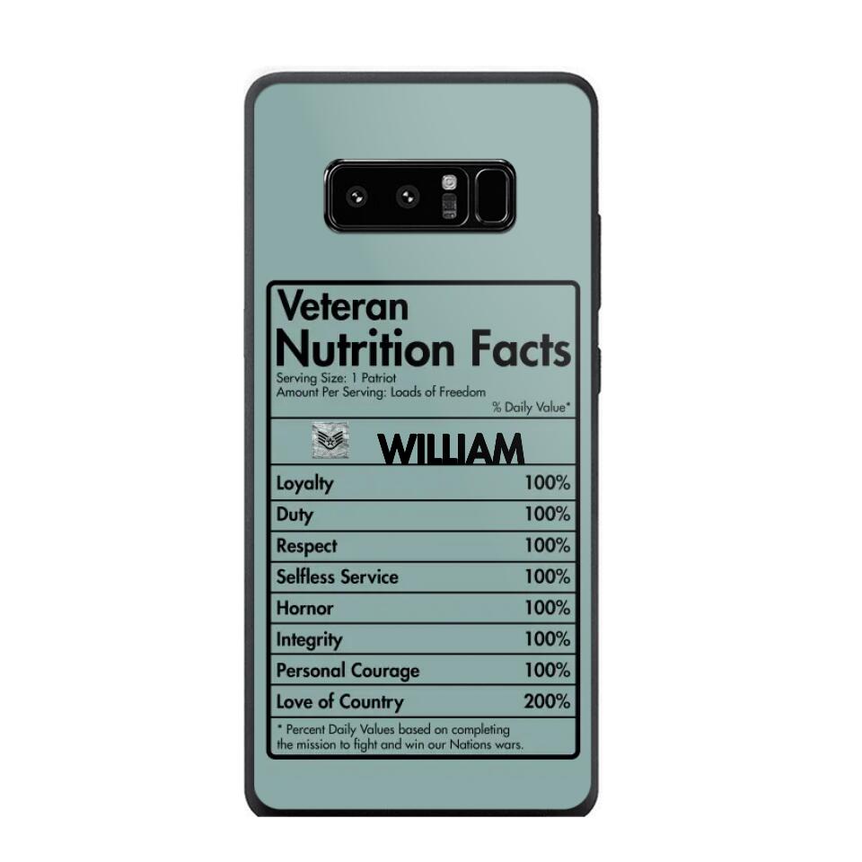 Personalized US Veteran Nutrition Facts Phonecase 3D Printed QTDT1210