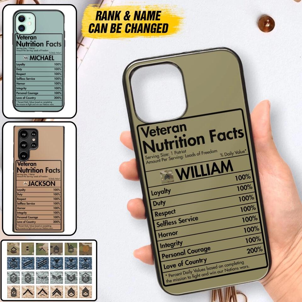 Personalized US Veteran Nutrition Facts Phonecase 3D Printed QTDT1210