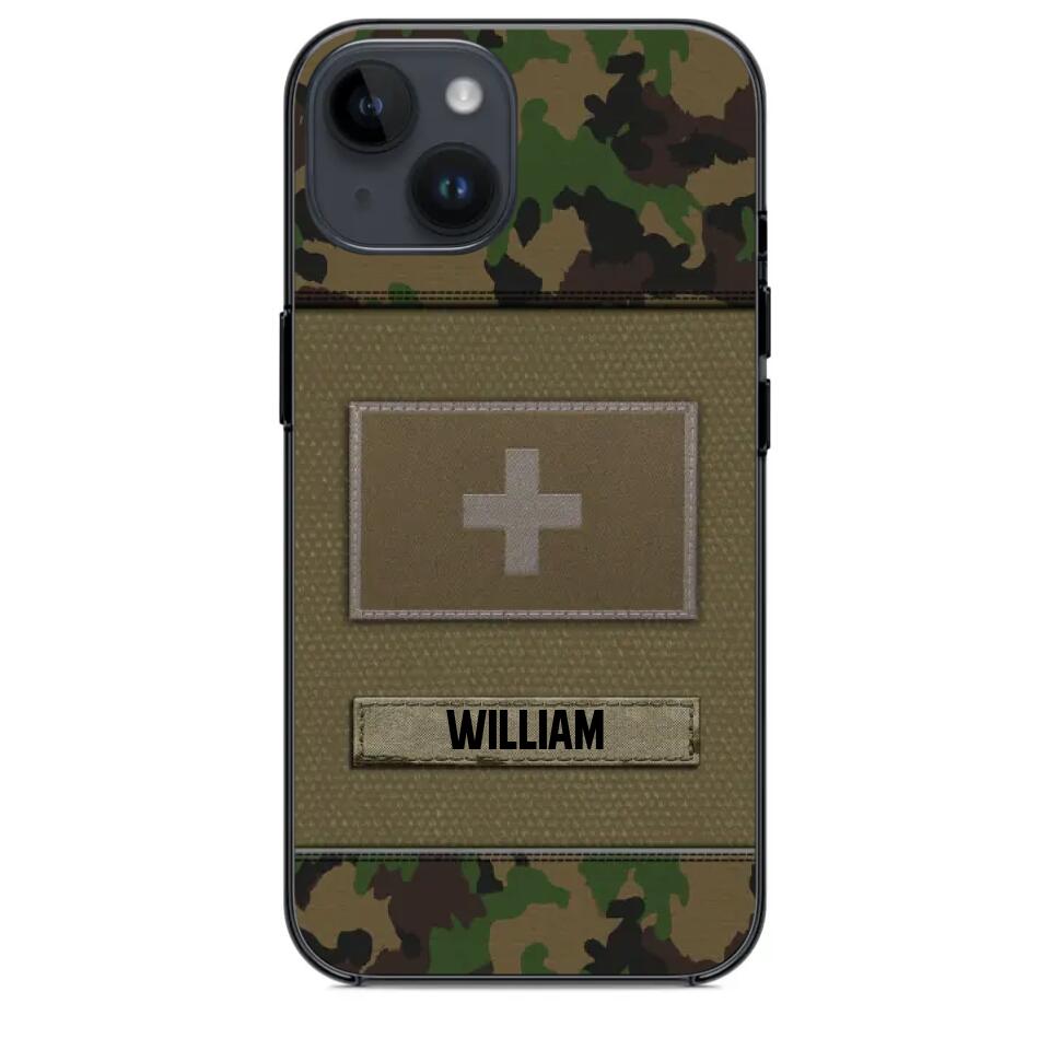 Personalized Swiss Veterans/Soldier Camo Flag Phone Case Printed 22OCT-HY15