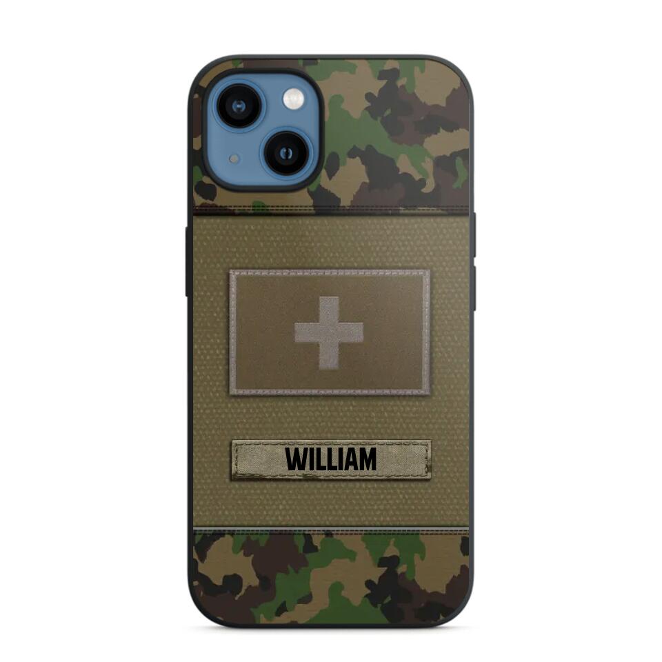 Personalized Swiss Veterans/Soldier Camo Flag Phone Case Printed 22OCT-HY15