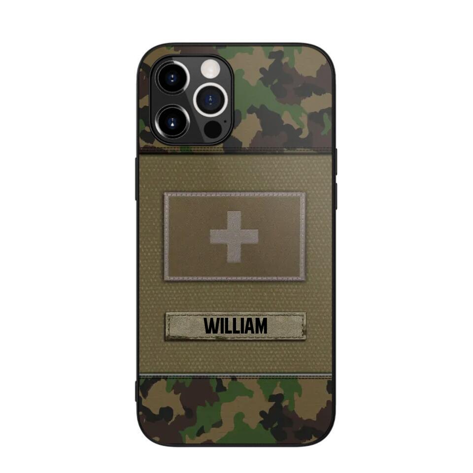 Personalized Swiss Veterans/Soldier Camo Flag Phone Case Printed 22OCT-HY15