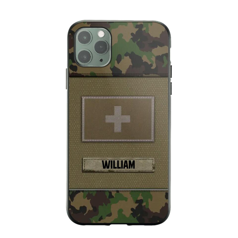 Personalized Swiss Veterans/Soldier Camo Flag Phone Case Printed 22OCT-HY15