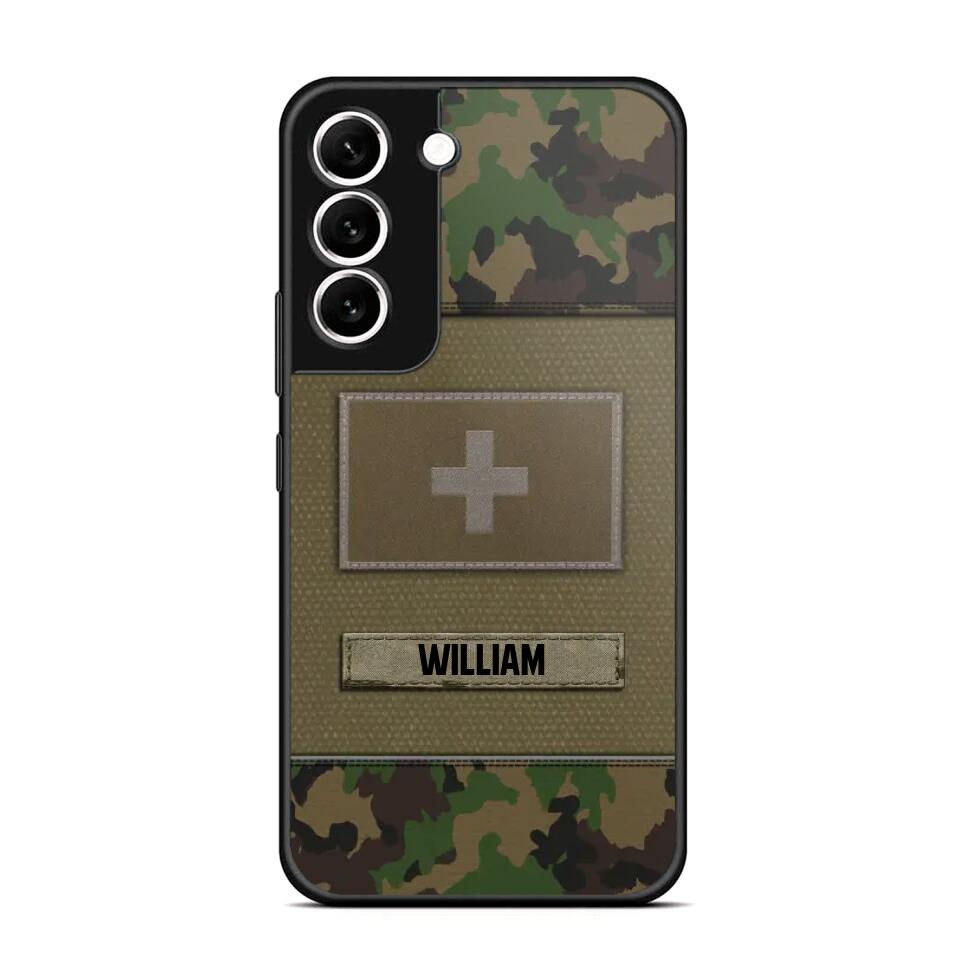 Personalized Swiss Veterans/Soldier Camo Flag Phone Case Printed 22OCT-HY15