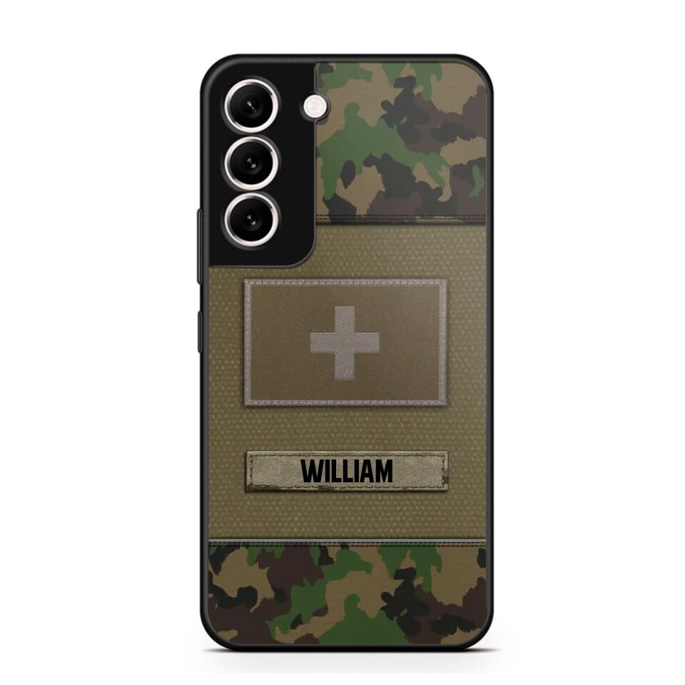 Personalized Swiss Veterans/Soldier Camo Flag Phone Case Printed 22OCT-HY15