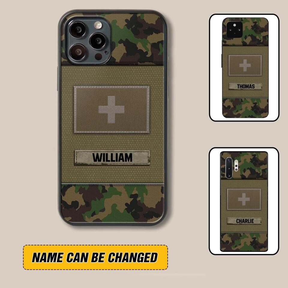 Personalized Swiss Veterans/Soldier Camo Flag Phone Case Printed 22OCT-HY15