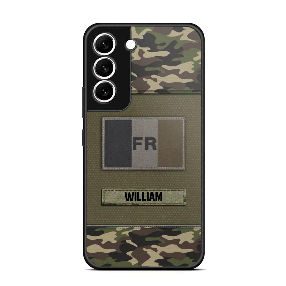 Personalized French Veterans/Soldier Camo Flag Phone Case Printed 22OCT-HY15