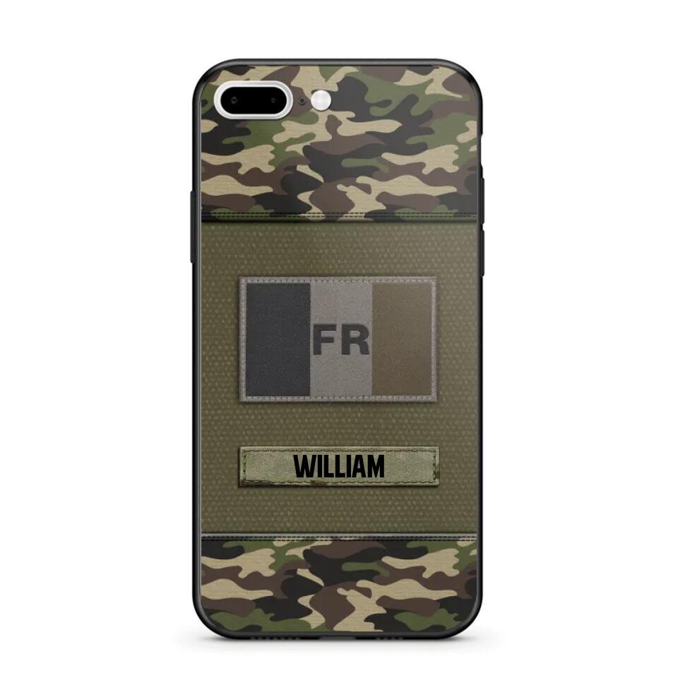 Personalized French Veterans/Soldier Camo Flag Phone Case Printed 22OCT-HY15