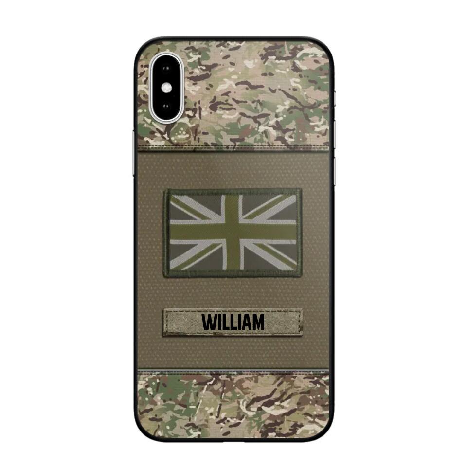 Personalized UK Veterans/Soldier Camo Flag Phone Case Printed 22OCT-HY15