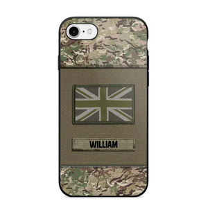 Personalized UK Veterans/Soldier Camo Flag Phone Case Printed 22OCT-HY15