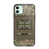 Personalized UK Veterans/Soldier Camo Flag Phone Case Printed 22OCT-HY15