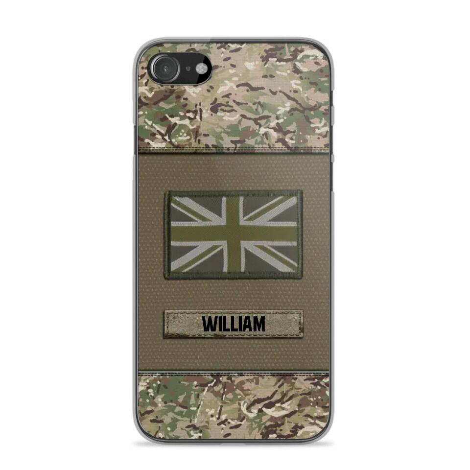 Personalized UK Veterans/Soldier Camo Flag Phone Case Printed 22OCT-HY15