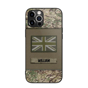 Personalized UK Veterans/Soldier Camo Flag Phone Case Printed 22OCT-HY15