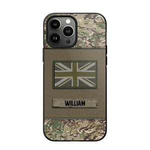 Personalized UK Veterans/Soldier Camo Flag Phone Case Printed 22OCT-HY15