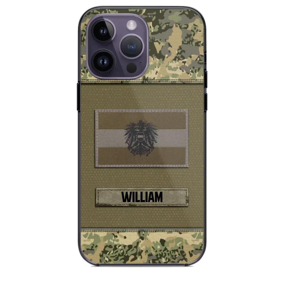 Personalized Austrian Veterans/Soldier Camo Flag Phone Case Printed 22OCT-HY15