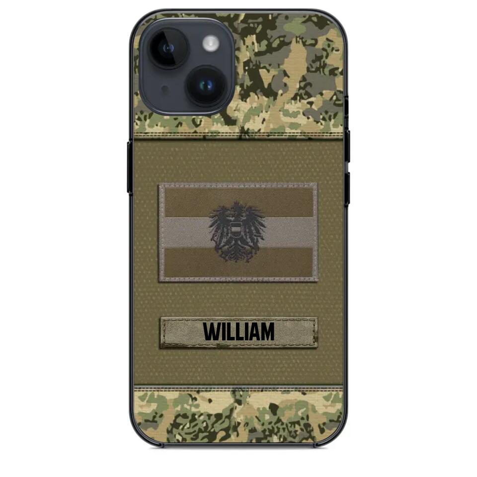 Personalized Austrian Veterans/Soldier Camo Flag Phone Case Printed 22OCT-HY15