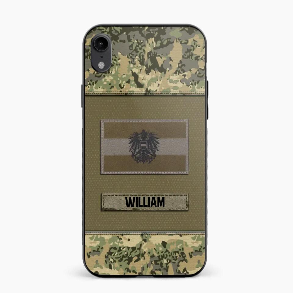 Personalized Austrian Veterans/Soldier Camo Flag Phone Case Printed 22OCT-HY15