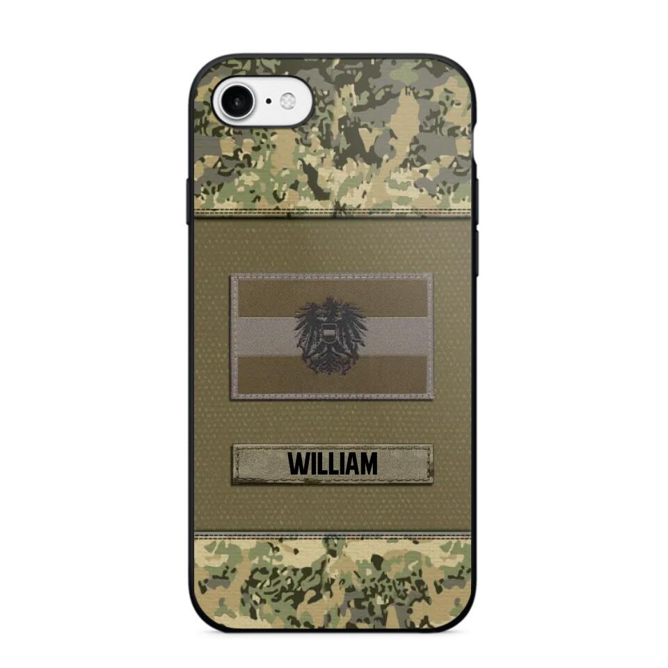 Personalized Austrian Veterans/Soldier Camo Flag Phone Case Printed 22OCT-HY15