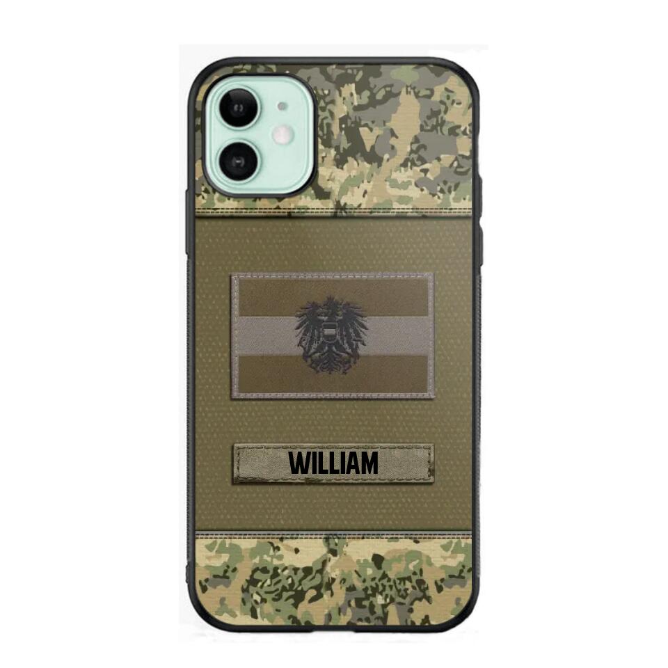 Personalized Austrian Veterans/Soldier Camo Flag Phone Case Printed 22OCT-HY15