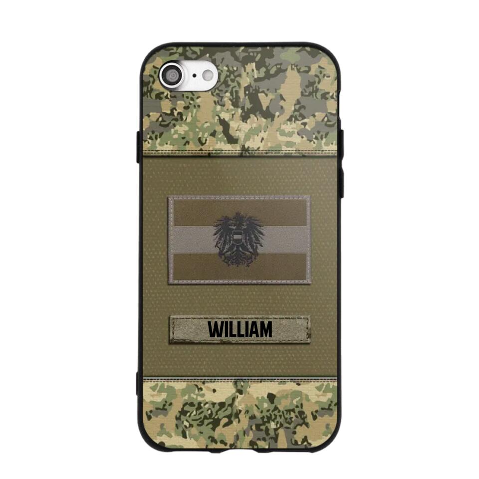 Personalized Austrian Veterans/Soldier Camo Flag Phone Case Printed 22OCT-HY15