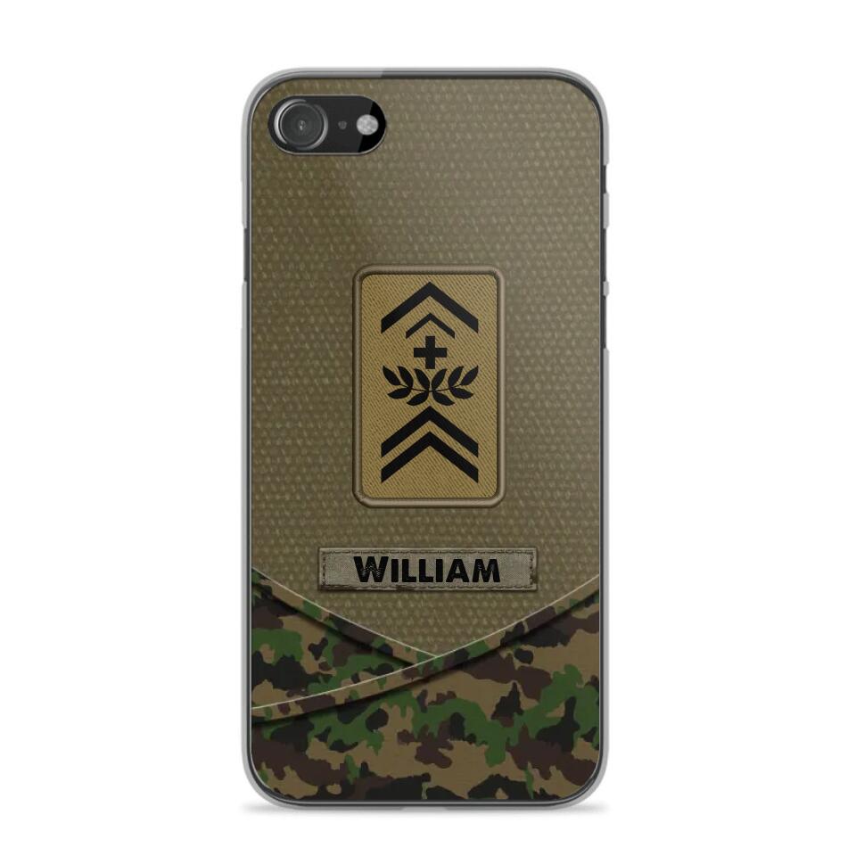 Personalized Swiss Veterans/Soldier Camo Flag Phone Case Printed 22OCT-HY25