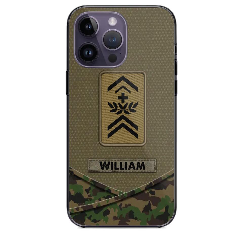 Personalized Swiss Veterans/Soldier Camo Flag Phone Case Printed 22OCT-HY25