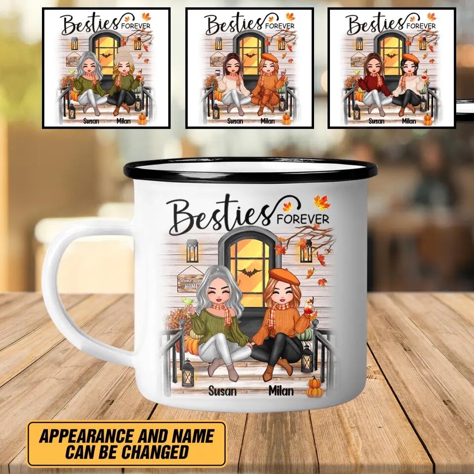 Personalized Besties Forever Autumn Steel Mug Printed 22OCT-HY28