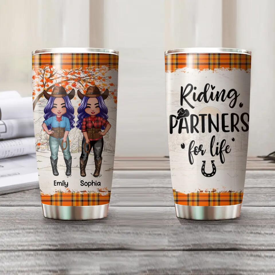 Personalized Riding Partners For Life Autumn Besties Tumbler Printed OCT22-HQ29