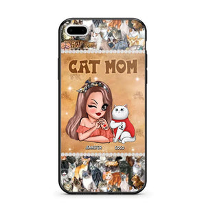 Personalized Cat Mom Camo Cat All Over Print With Diamond Line Phonecase