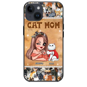 Personalized Cat Mom Camo Cat All Over Print With Diamond Line Phonecase