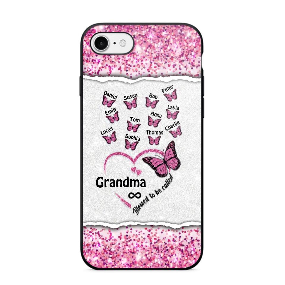 Personalized Blessed To Be Called Grandma Nana Mommy Butterfly Kid Name 3D Printed Phonecase 22NOV-HQ04