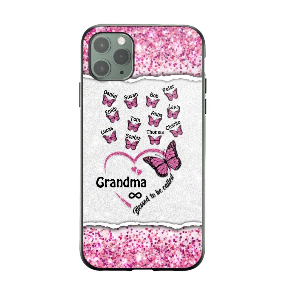 Personalized Blessed To Be Called Grandma Nana Mommy Butterfly Kid Name 3D Printed Phonecase 22NOV-HQ04