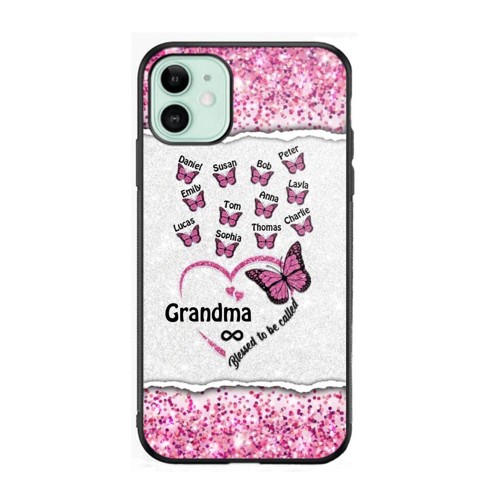 Personalized Blessed To Be Called Grandma Nana Mommy Butterfly Kid Name 3D Printed Phonecase 22NOV-HQ04