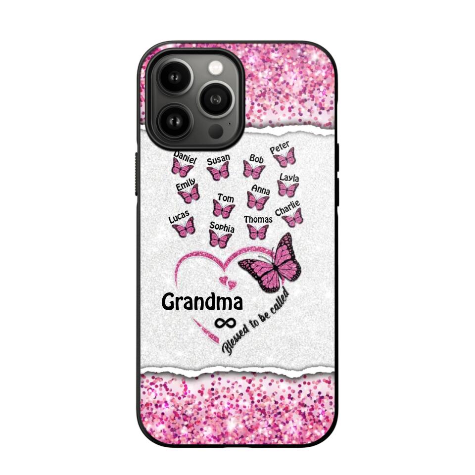 Personalized Blessed To Be Called Grandma Nana Mommy Butterfly Kid Name 3D Printed Phonecase 22NOV-HQ04