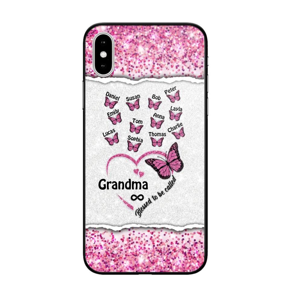 Personalized Blessed To Be Called Grandma Nana Mommy Butterfly Kid Name 3D Printed Phonecase 22NOV-HQ04