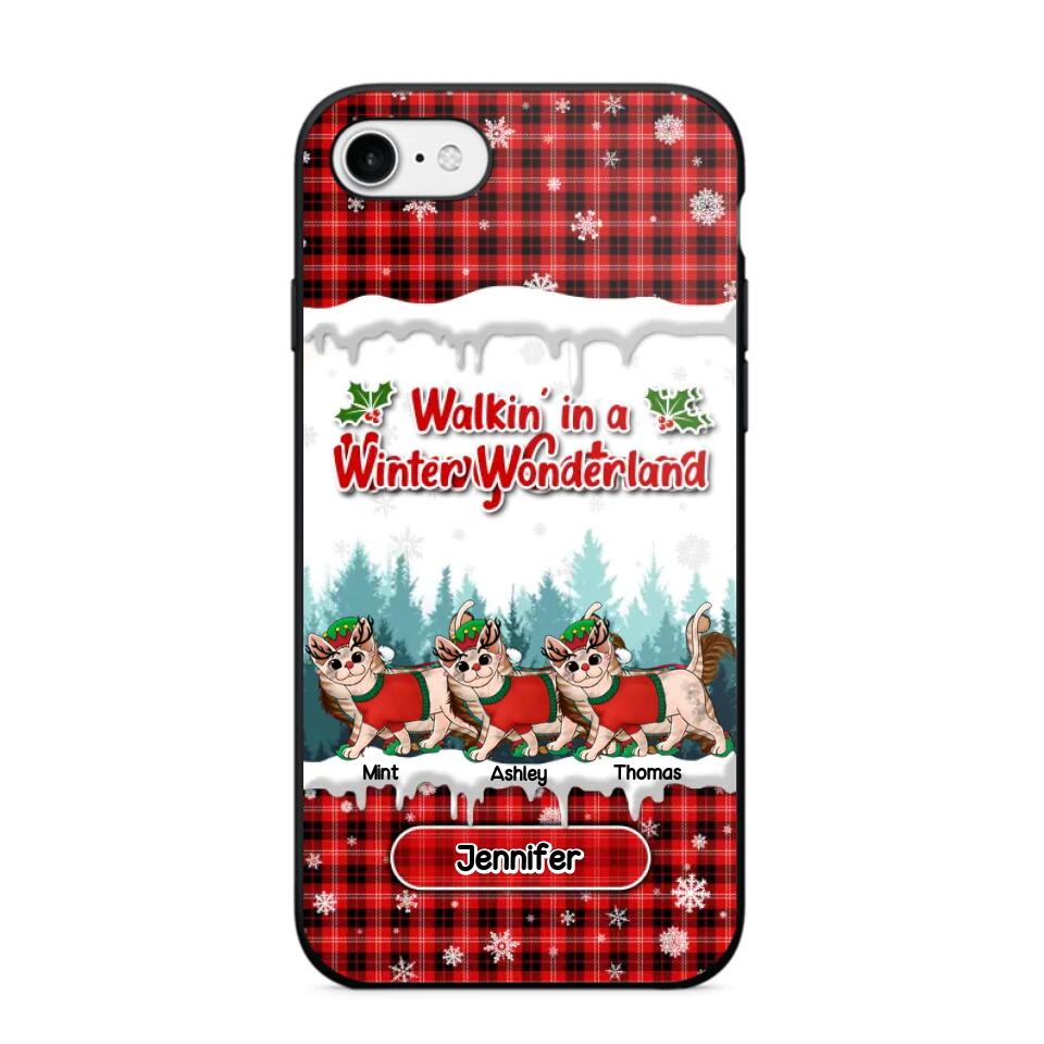 Personalized Walkin' In A Winter Wonderland Meowy Catmas Cat Lovers Caro Snow 3D Printed Phonecase 22NOV-DT04