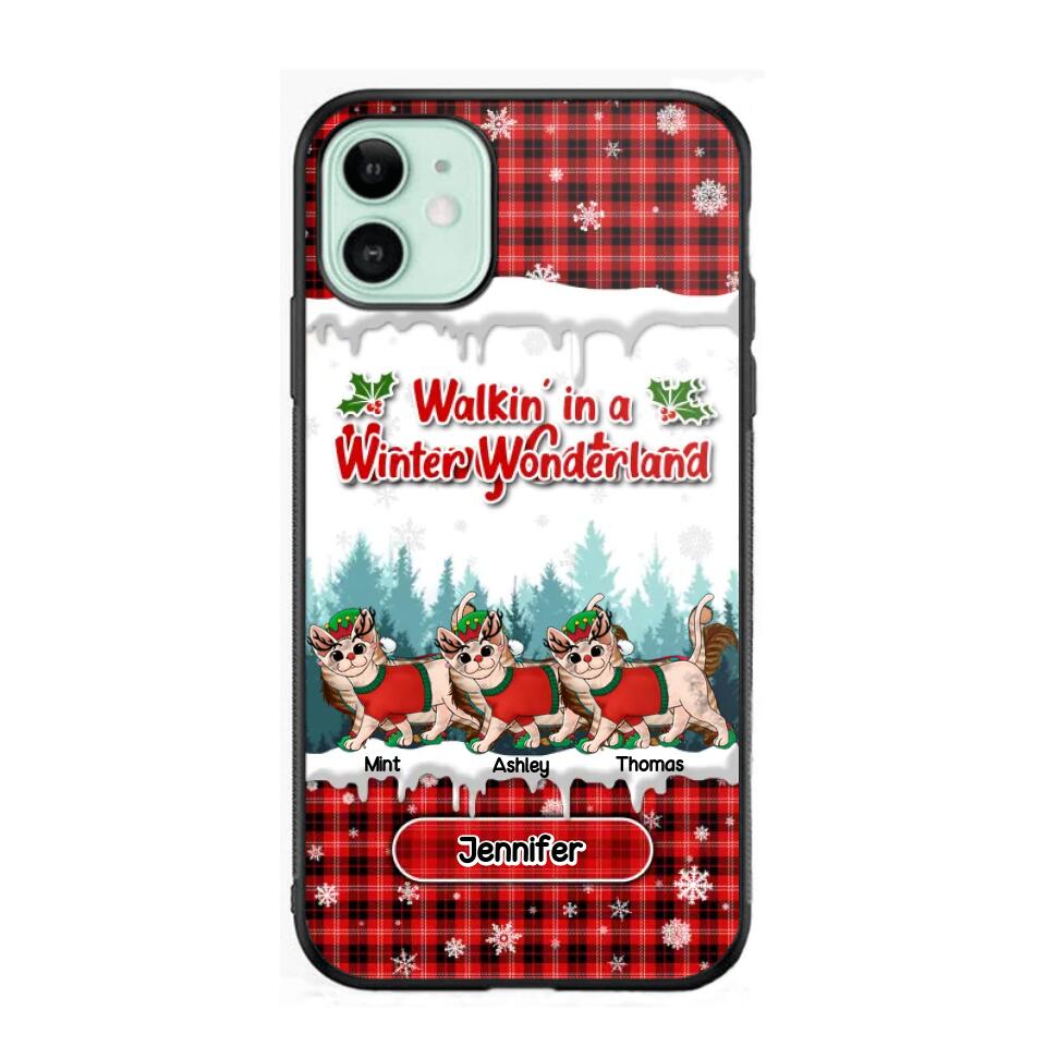 Personalized Walkin' In A Winter Wonderland Meowy Catmas Cat Lovers Caro Snow 3D Printed Phonecase 22NOV-DT04