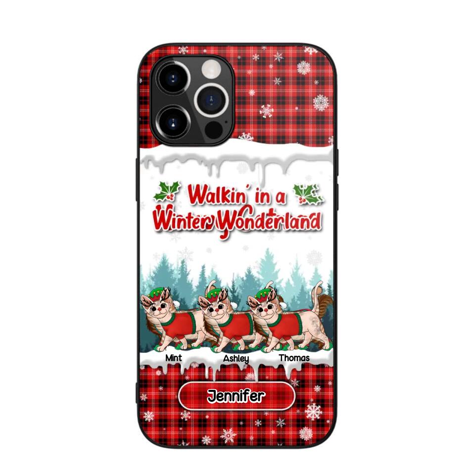 Personalized Walkin' In A Winter Wonderland Meowy Catmas Cat Lovers Caro Snow 3D Printed Phonecase 22NOV-DT04