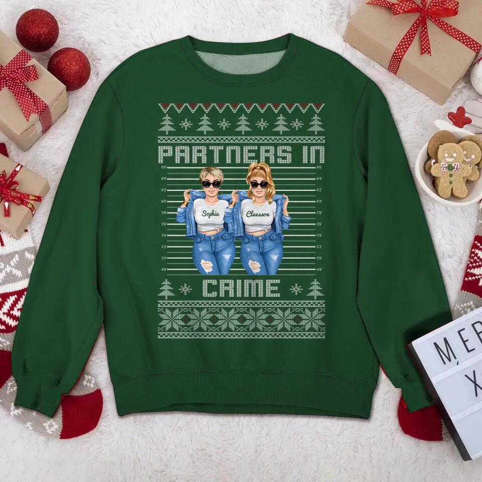 Personalized Partners In Crime Bestie Gifts Sweater Printed QTDT2111