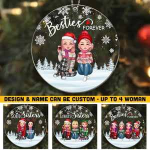 Personalized Besties Forever Soul Sisters Christmas Acrylic/Plastic Ornament Printed 22NOV-HQ26