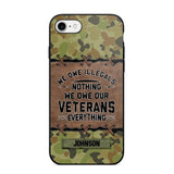 Personalized Australian Solider/ Veteran We Owe Illegals Nothing We Owe Our Veterans Camo Phonecase 3D Printed 22NOV-HY29