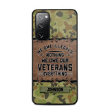 Personalized Australian Solider/ Veteran We Owe Illegals Nothing We Owe Our Veterans Camo Phonecase 3D Printed 22NOV-HY29